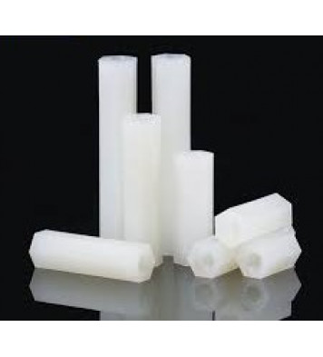 Nylon M3 X6mm Hex Female-to-Female Spacer White set (10 pcs)