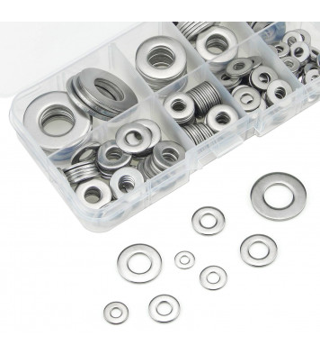 Megapack of M3, M4, M5 & M6 size Stainless steel plain washer and hardened split washer (200Pc set)